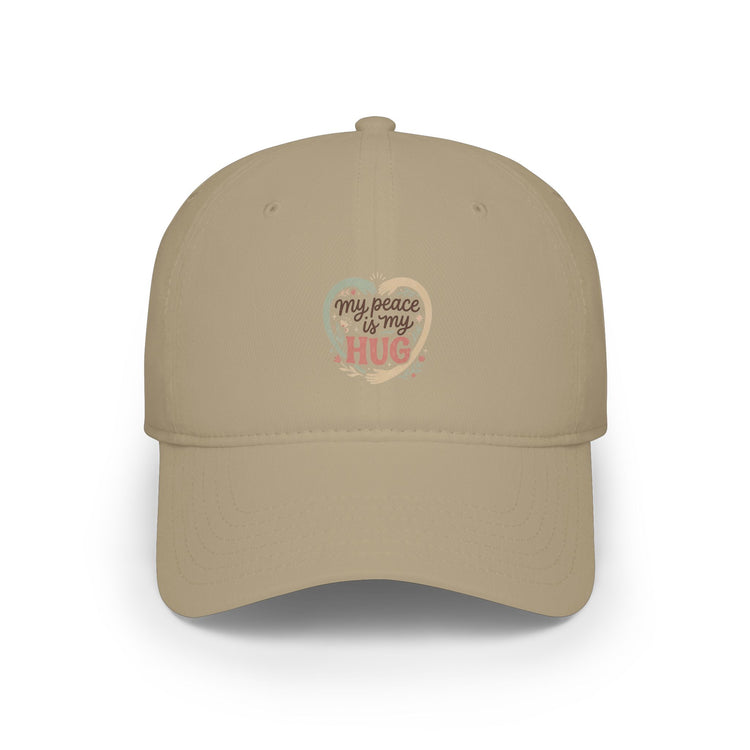 Printify Hug Heart embroidered low profile baseball cap with embroidered heart design, casual hat for everyday wear.
