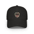 Printify embroidered low profile baseball cap with a heart hug design, showcasing a casual and comfortable hat style.